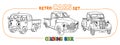 Funny small retro pickup truck cars coloring book