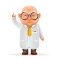 Funny Old Wise Scientist Grandfather Pointing Thumbs Up 3d Realistic Cartoon Character Design Isolated Vector