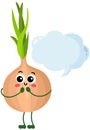 Funny onion with empty speech bubble