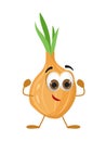 Funny Onion with eyes on white background