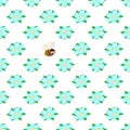 Funny orange bee and blue flower forget-me-not on white background summer kids vector seamless pattern Royalty Free Stock Photo