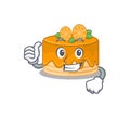 Funny orange cake making Thumbs up gesture