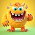Funny orange monster cartoon character with uniform homogenous isolated background Royalty Free Stock Photo
