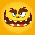 Funny Orange Monster Face. Vector illustration. Halloween cartoon monster.