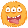 Funny orange monster white background