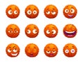 Funny orange round characters set.