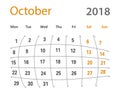 2018 funny original grid October creative calendar