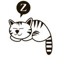 Funny outline sleeping cat vector illustration.