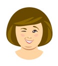 Overweight woman wink. Vector illustration