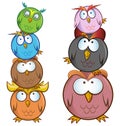 Funny Owl cartoon group Royalty Free Stock Photo