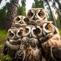 funny owl in the forest taking a selfie