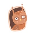 Funny Owl Peeped Out From Tree Hollow Vector Illustration Royalty Free Stock Photo