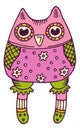 Funny owl. Soft textile stuffed bird toy