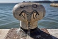 Funny painted sea bollards near Lisbon /Portugal