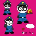 Little Panda bear cartoon with police man custome set collection