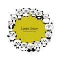 Funny panda family, frame for your design Royalty Free Stock Photo