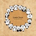 Funny panda family, frame for your design