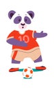 Funny panda play football flat icon Sport game Royalty Free Stock Photo