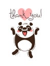 Funny panda says thank you. Vector illustration in cartoon style