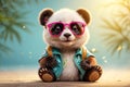 chinese panda sunglasses background fashionable animal