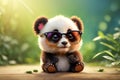 design panda sunglasses background fashionable adorable lovely fur bear fluffy