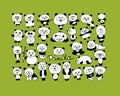 Funny pandas collection, sketch for your design Royalty Free Stock Photo