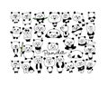 Funny pandas collection, sketch for your design Royalty Free Stock Photo