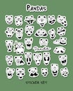 Funny pandas collection, sticker set for your design