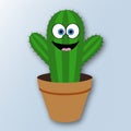 Funny paper cactus on blue background