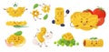 Funny pasta character set cute noodle emoticon