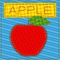 Funny patchwork with a big red apple