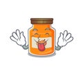Funny peach jam mascot design with Tongue out