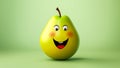 Funny pear with smiling face. AI generated Royalty Free Stock Photo