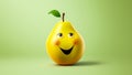 Funny pear with smiling face. AI generated Royalty Free Stock Photo