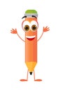 Funny Pencil with eyes on white background