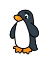 Funny penguin. Simple linear drawing of a bird