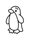 Funny penguin. Simple linear drawing of a bird