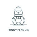 Funny penguin vector line icon, linear concept, outline sign, symbol Royalty Free Stock Photo