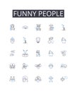 Funny people line icons collection. Comedians, Jokers, Clowns, Witty individuals, Amusing people, Humorous folks Royalty Free Stock Photo