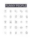 Funny people line icons collection. Amiable, Festive, Hospitality, Companionship, Jovial, Socialization, Rejoicing