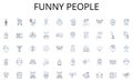 Funny people line icons collection. Auto, Rental, Hire, Vehicle, Lease, Rent, Automobile vector and linear illustration Royalty Free Stock Photo