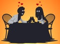 Loving couple in cafe. Funny people in restaurant Royalty Free Stock Photo