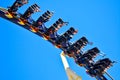 Funny people upside down wearing their shoes in amazing Montu Rollercoaster at Bush Gardens Tampa Bay