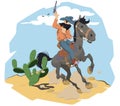 Wild west world. Cowboy on horse. Funny people Royalty Free Stock Photo