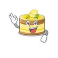 A funny picture of lemon cake making an Okay gesture