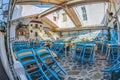 Funny and picturesque traditional tavern, Skiathos town, Greece Royalty Free Stock Photo