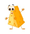 Funny Piece of Cheese with eyes on white background, funny products series