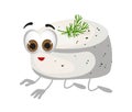 Funny Piece of Feta Cheese with eyes on white background, funny products series