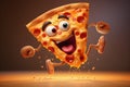 Funny piece of pizza with legs.