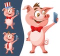 Funny Pig As Symbol Of New Year 2019 Making Selfie